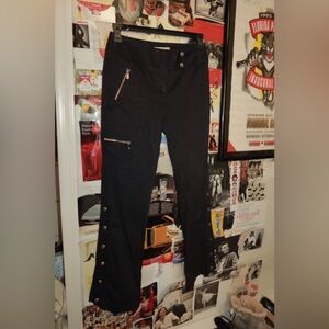 Michael Kors Black Pants with Button and Zipper Details